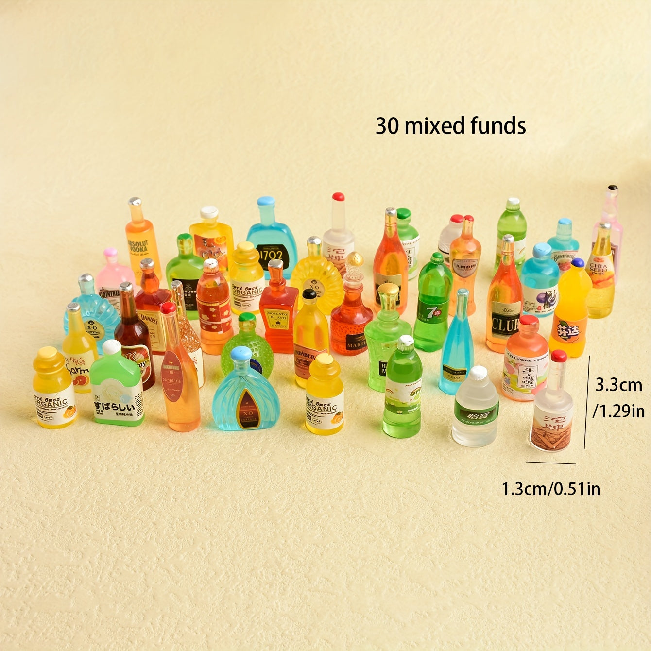 Pack of 30 Mixed Mini Imitation Drink Bottle DIY Earrings and Jewelry Accessories