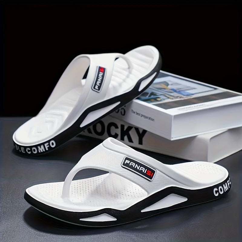 Men's PVC Casual Slip-On Slippers with Round Toe for Outdoor and Daily Use