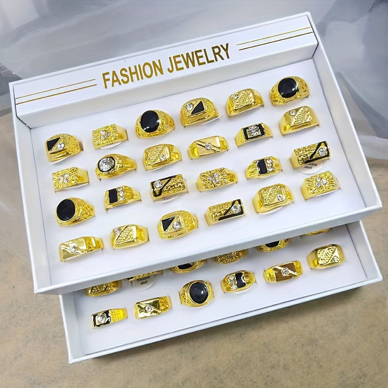 Set of 10 Women’s Alloy Rings with Rhinestone Inlay Jewelry Set for Parties and Weddings
