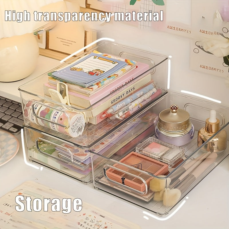 Stackable Clear Plastic Storage Bins for Kitchen Bathroom Desk Organizer