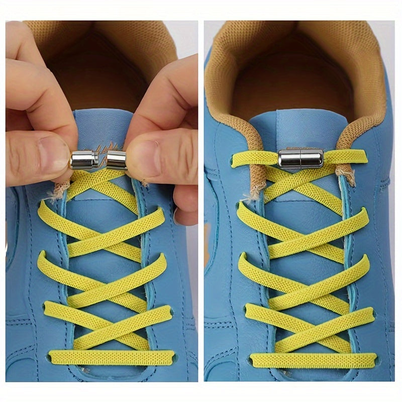 Elastic No-Tie Shoe Laces for Adults with Golden Capsule Buttons