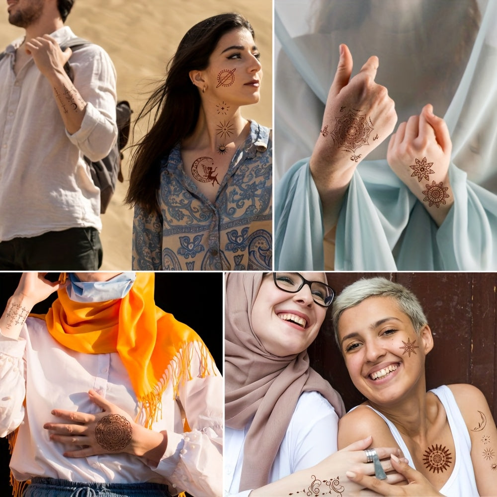 10 Eid Mubarak Temporary Tattoos Moon Stars Mosque Face Body Decorations Pack of 10