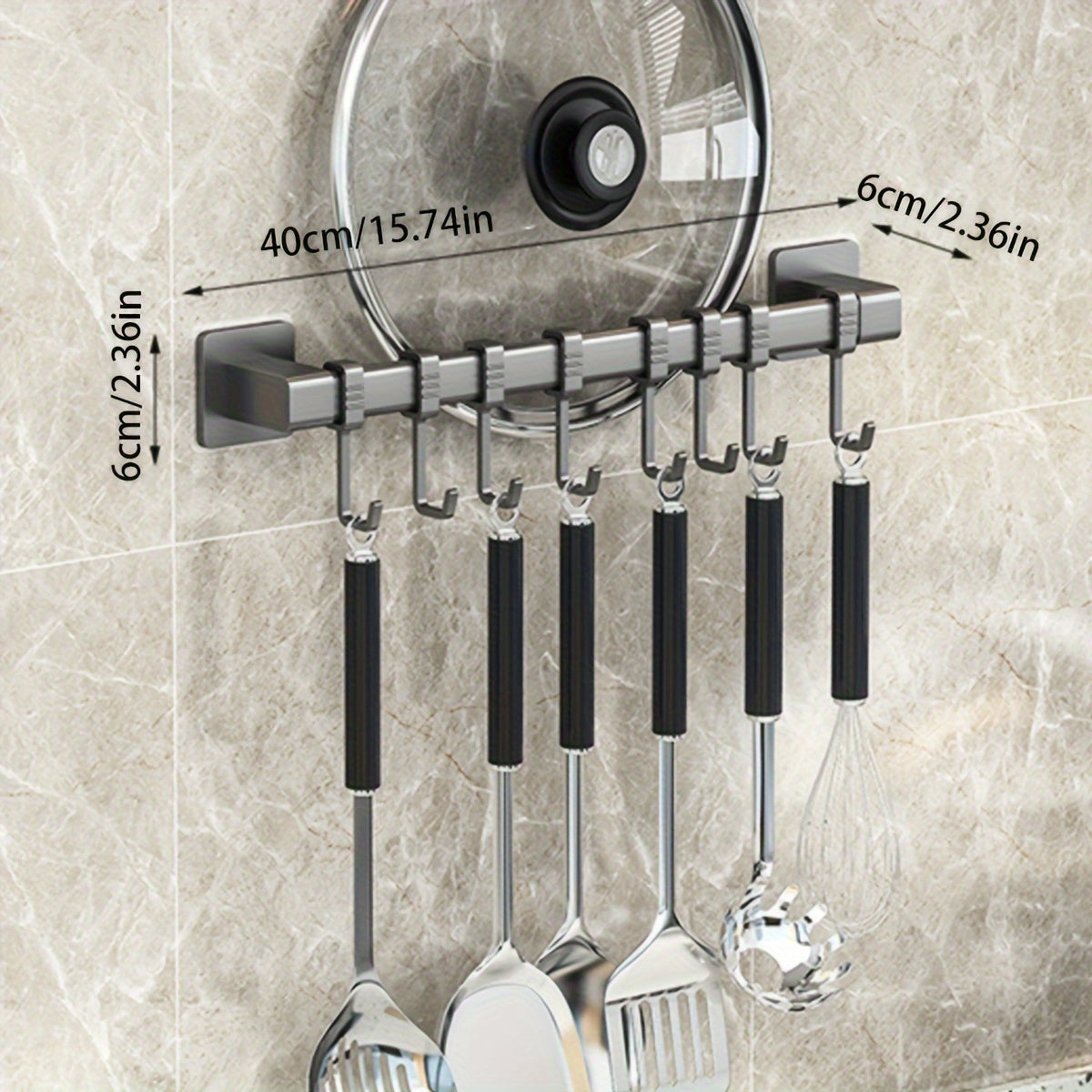 Wall-Mounted Kitchen Organizer with Spatula Hook for Utensils and Bathroom Essentials
