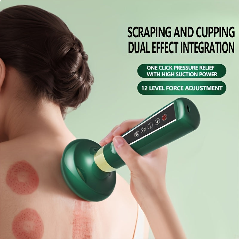 Electric Cupping Massage Device with Adjustable Power Levels and Heating Scraping