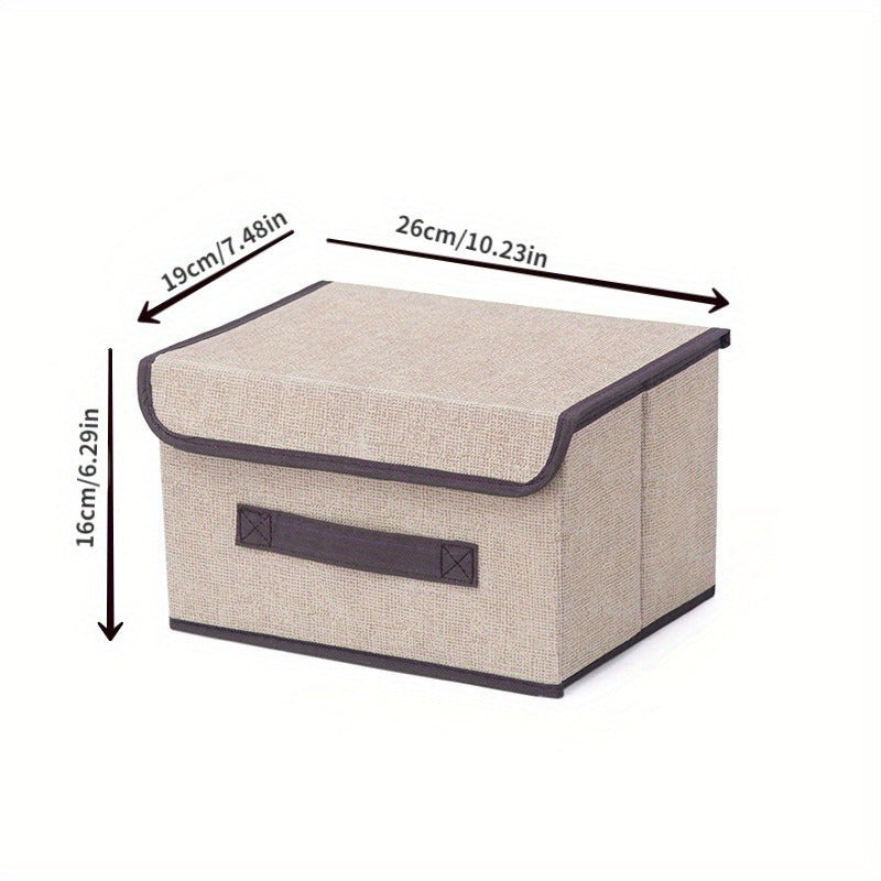 Foldable Storage Box with Lid Dustproof Polyamide Linen Organizer for Clothes