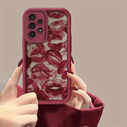 Red Lips Phone Case for Samsung Galaxy S24 Series TPU UV Printing Durable Protective Cover