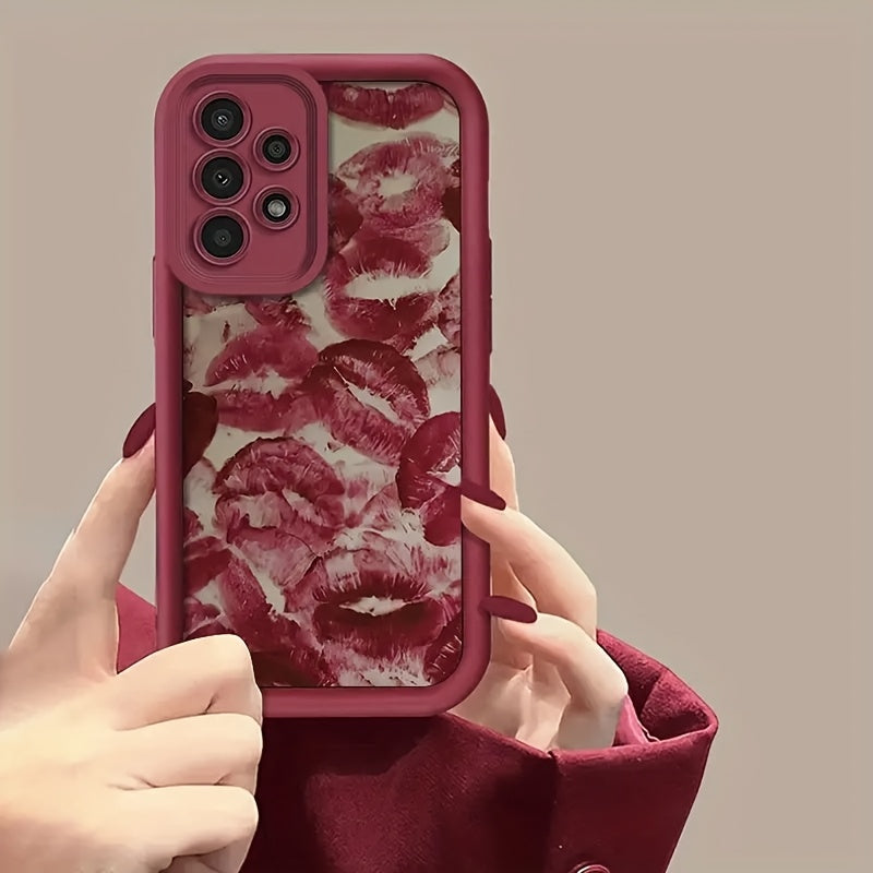 Red Lips Phone Case for Samsung Galaxy S24 Series TPU UV Printing Durable Protective Cover