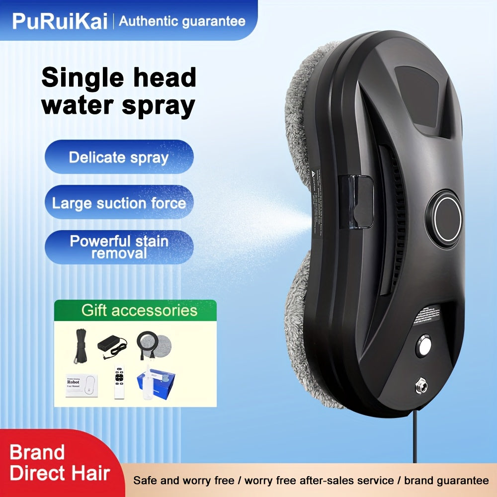 Aqlli purkashli masofadan boshqarish bilan avtomatik deraza tozalash robotu, qora, 500mAh qayta tiklanadigan litiy batareya