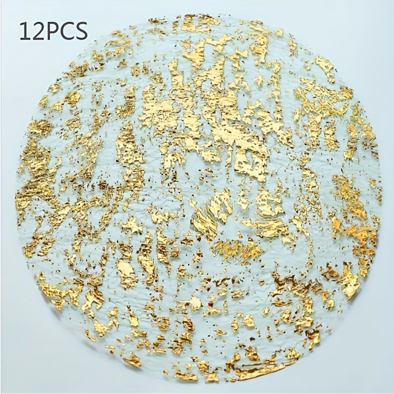 Golden Foil Round Placemats for Weddings Parties Banquets and Restaurant Decor