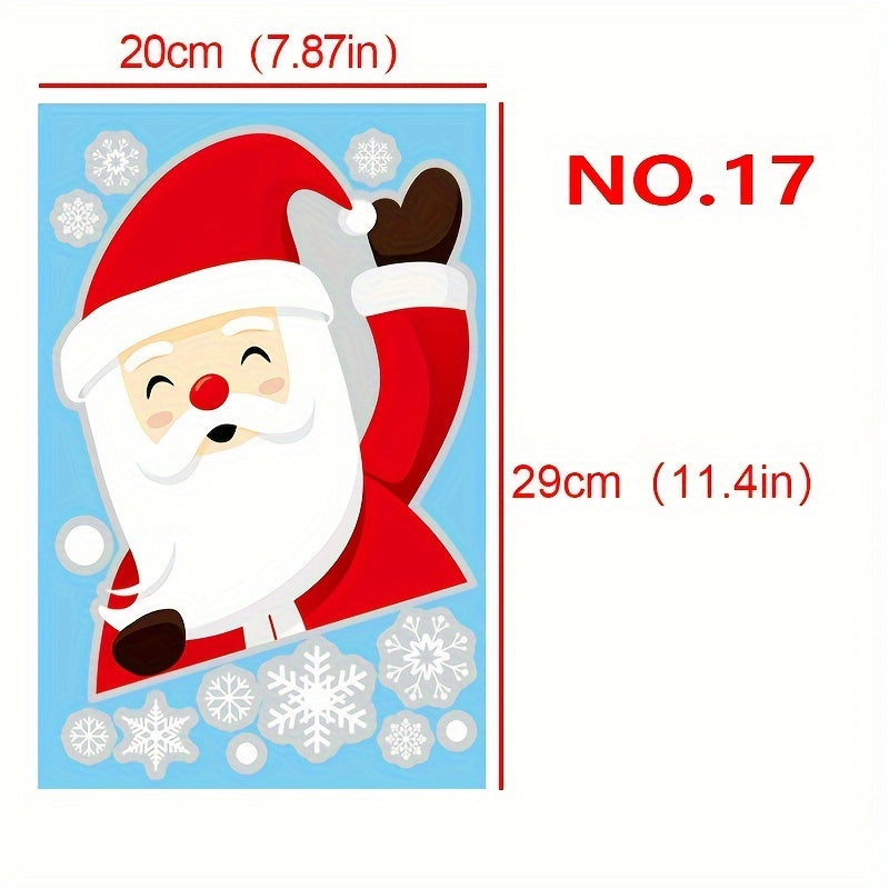 Christmas Window Clings Set with Snowflake and Santa Designs for Holiday Decor