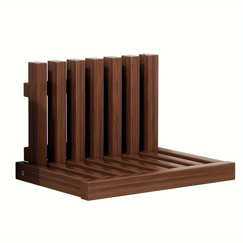 Devorga o'rnatiladigan egiluvchan poyabzal almashtirish stuli, vintage eman qoplamasi bilan, qo'ltiqsiz yog'och saqlash stuli, ochiladigan qopqoq bilan. Kirish joyi uchun mustahkam yog'och osma stul.