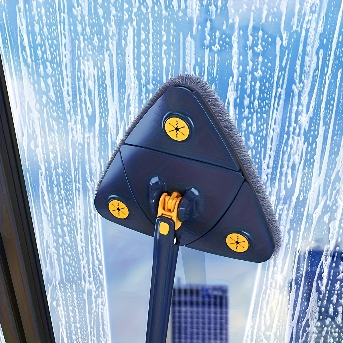 6 ta Uchburchak Moplar to'plami, 5 ta Mikroto'qima Pad bilan - Nam va Quruq Tozalash uchun Mos, Devorlar, Shiftlar va Shisha uchun Mukammal - Oshxona, Hammom, Yotoqxona va Mehmonxona uchun Ideal - Mustahkam Noxush Po'lat Tutqichi