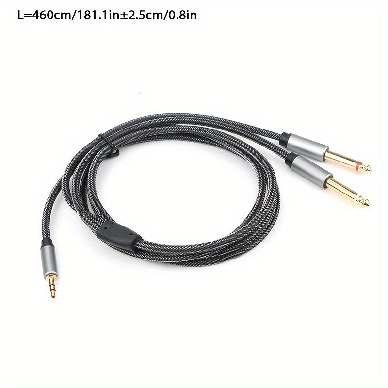 Cable de audio de 3.5mm a 6.35mm 2-en-1, malla de nylon, aleación de aluminio, sonido de alta fidelidad para PC, teléfono, tableta, micrófono, altavoz, guitarra
