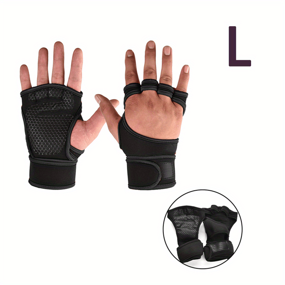 Half Finger Gym Gloves with Adjustable Wrist Support for Weightlifting and Pull-Ups