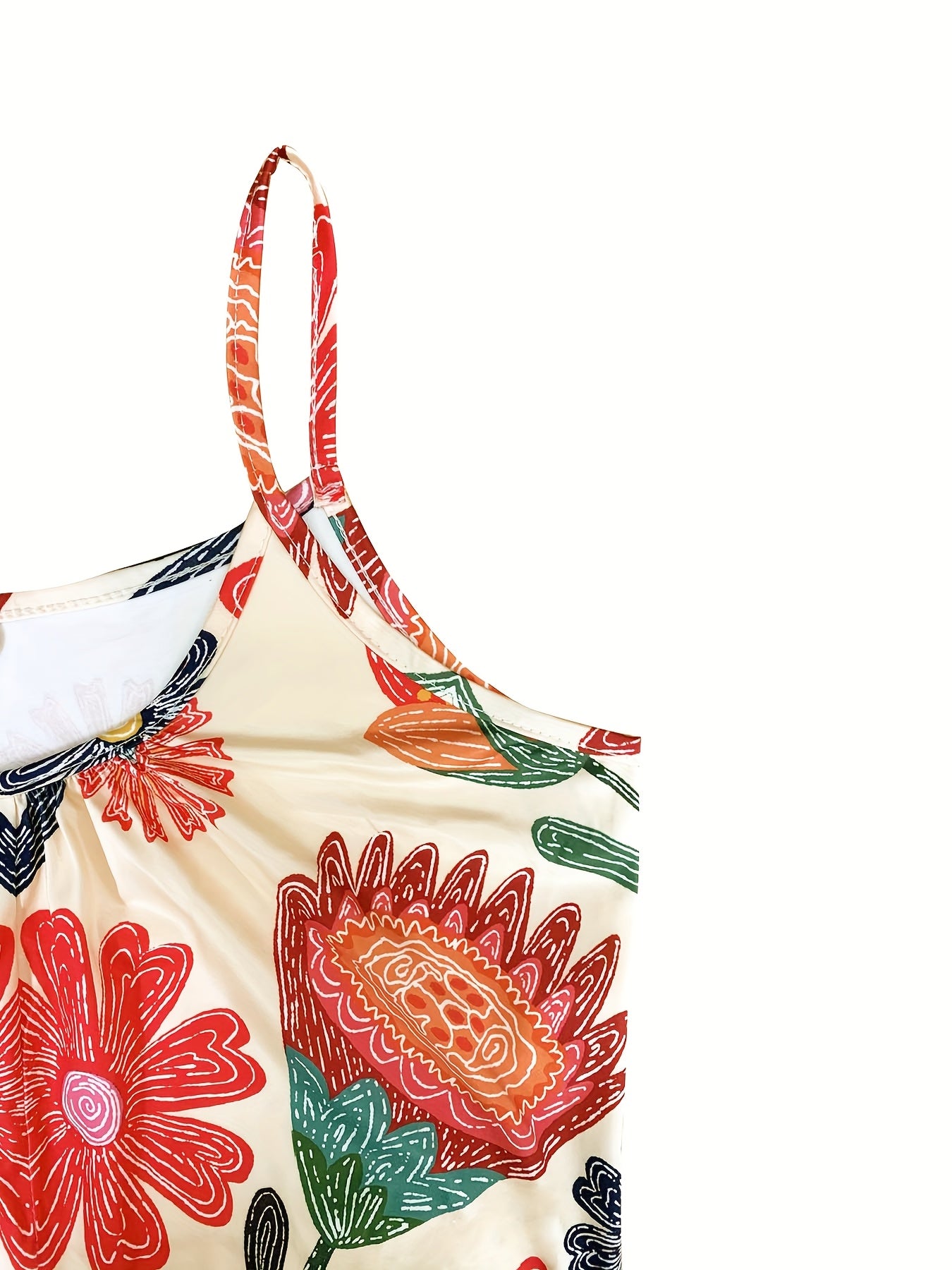 Women's Floral Print Sleeveless Jumpsuit with Pockets for Vacation