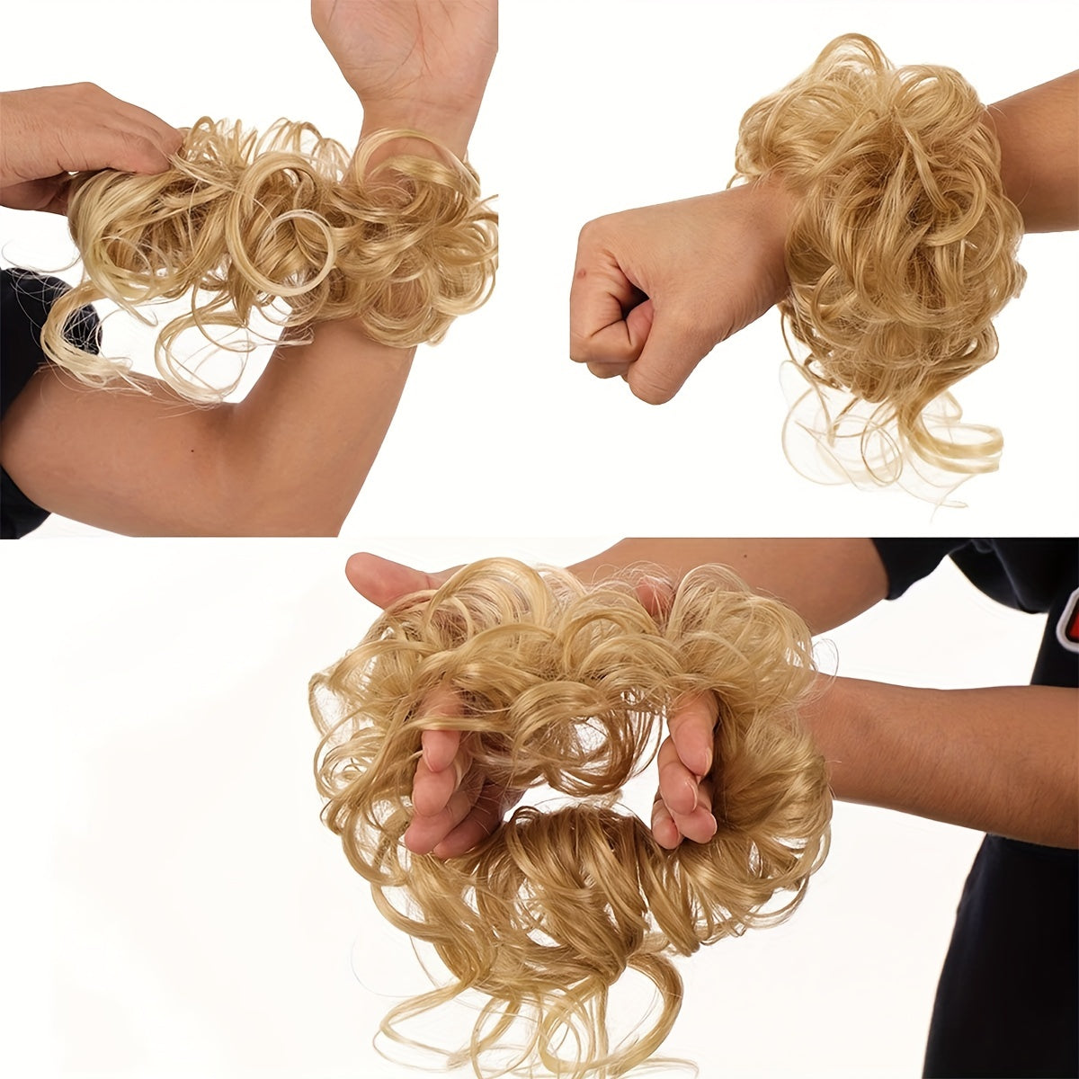 Women's Synthetic Hair Bun Scrunchie Messy Curly Wavy Hair Extensions