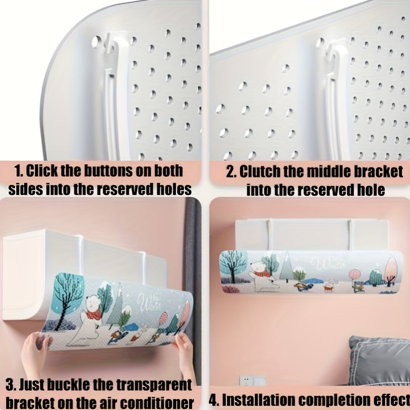 Настенный дефлектор для кондиционера с дизайном снеговика и сосны, легкий в использовании, прочная пластиковая крышка вентиляции для дома/офиса, блокирует холодный воздух и повышает комфорт внутри помещения, круглогодичный