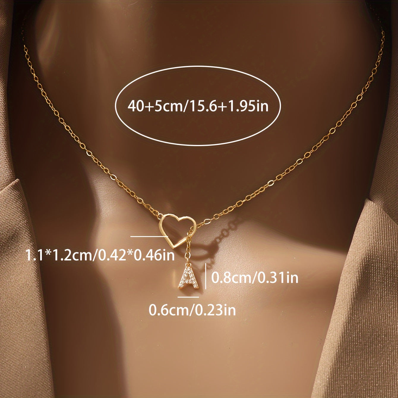 Personalized Letter Pendant Necklace for Women and Teen Girls Zirconia Heart Charm Initials Copper Chain Jewelry