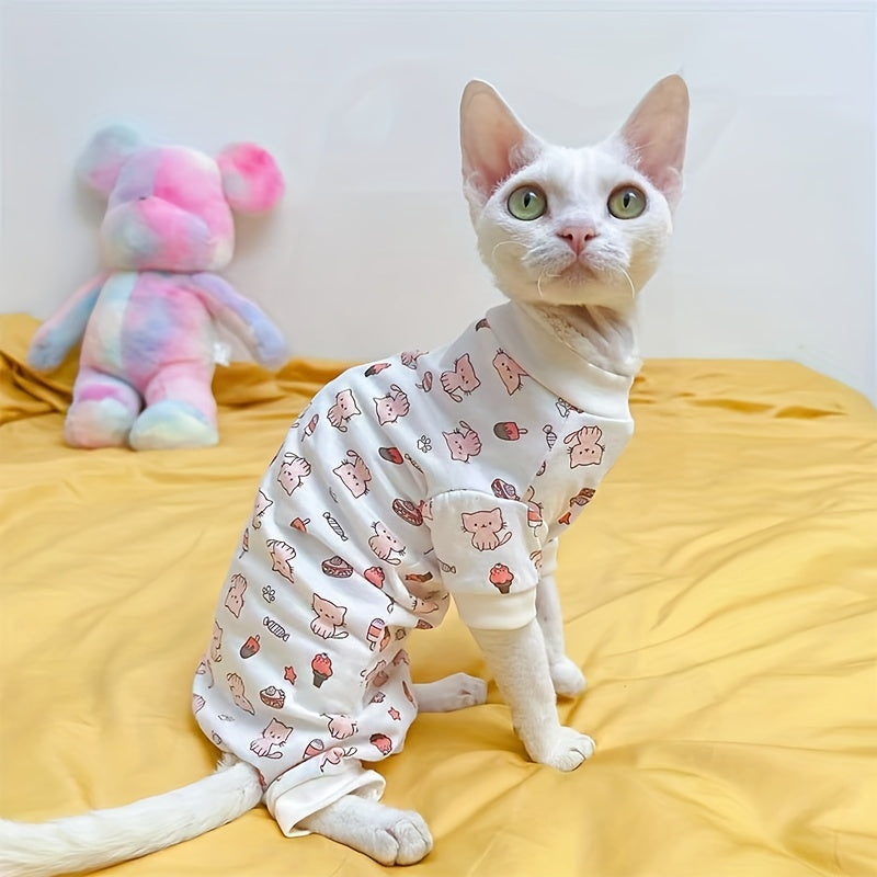 Ice Cream Cone Pattern Pet Pajamas Made of Polyester for Small to Large Breeds