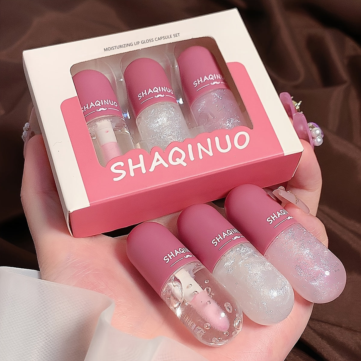 Mini Lip Gloss Set with Berry Shine Moisturizing Lip Oil and Sparkle for All Skin Types