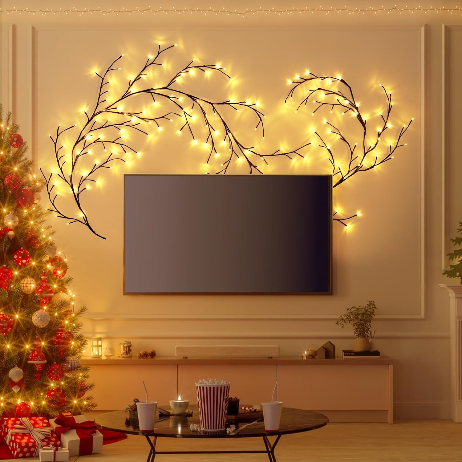 Luz de árbol de abedul blanco con 96 LEDs 8 modos para decoración del hogar, fiesta, regalo
