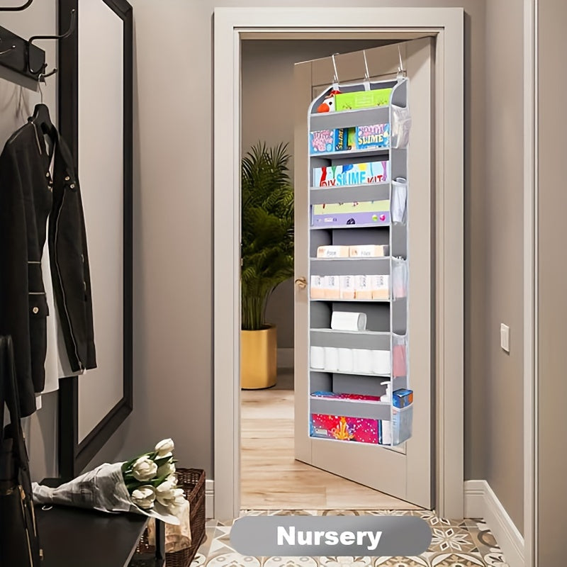 Door Hanging Storage Organizer with 5 Pockets and Mesh Bags for Bedroom Shoes Diapers