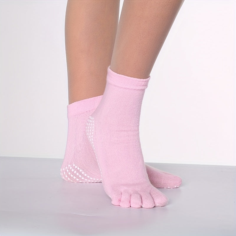 Women's Non-Slip Toe Socks for Yoga Running and Athletics Short Knit Cotton