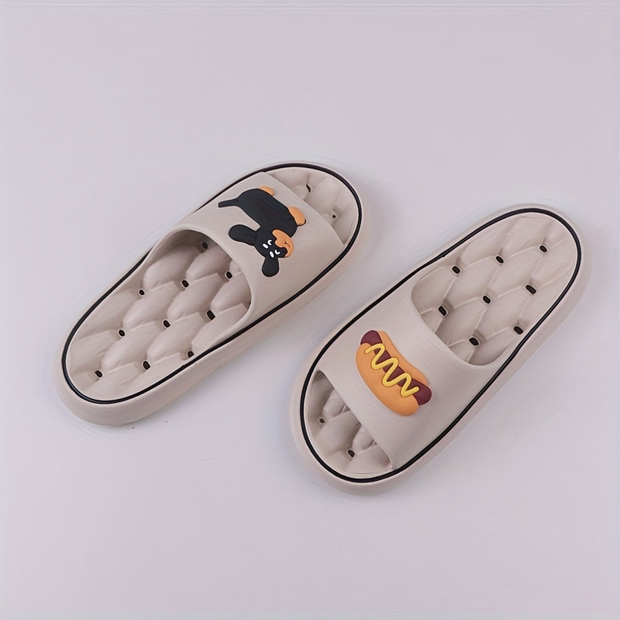 Women's EVA Slippers with Sausage Dog Print Anti-Slip Breathable Open Toe