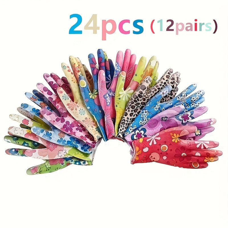 Nylon Garden Gloves for Women Available in 6 10 12 24 Pcs Flexible Finger Protection for Planting Weeding Seeding