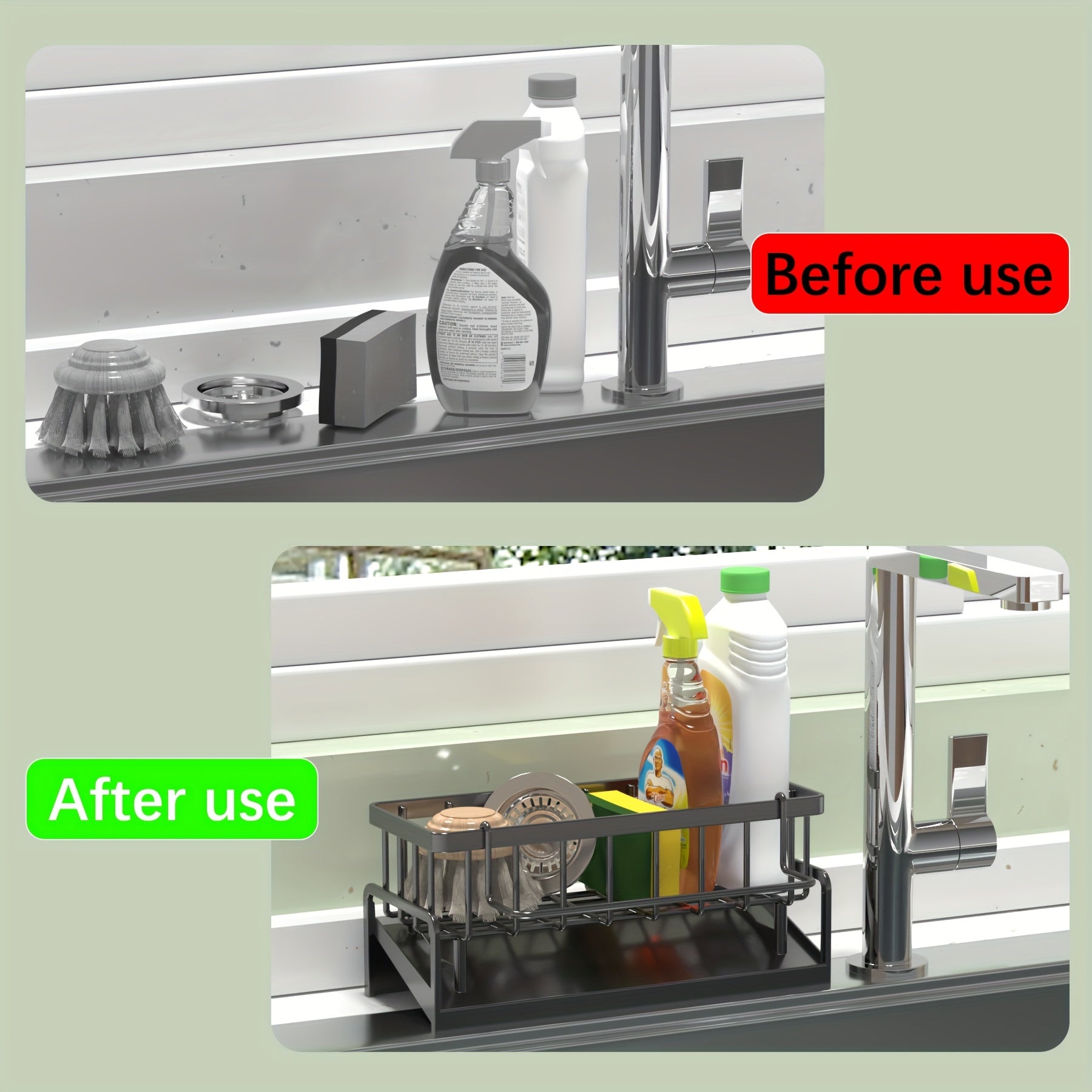 Multipurpose Kitchen Sink Organizer Plastic Open Storage for Dishes and Utensils