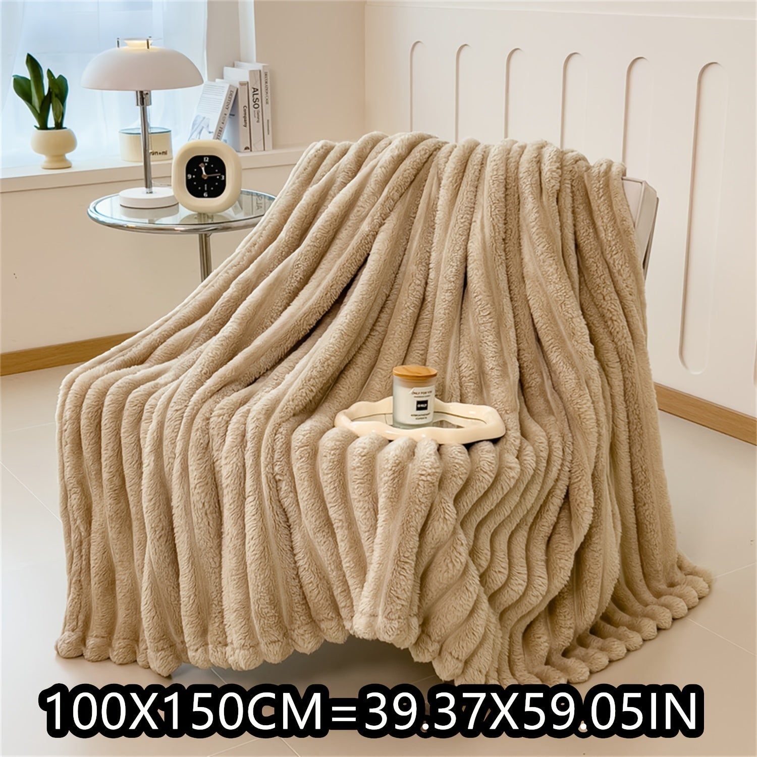 Soft Plush Faux Rabbit Blanket Cozy Warm Stylish for Home and Travel
