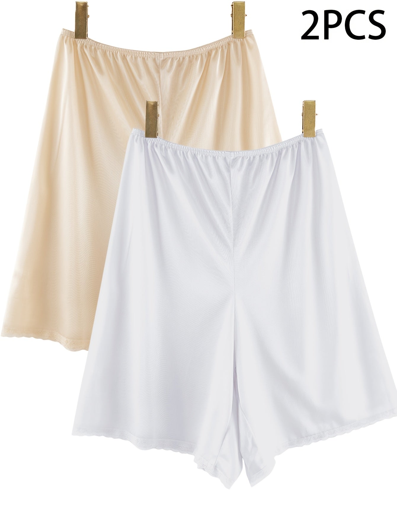 Pantalones de falda anchos con parche floral transpirable para mujer, pack de dos