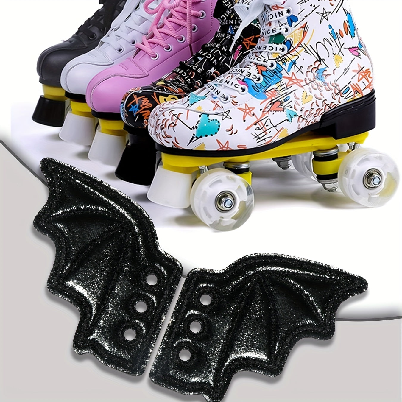 Unisex Shoe Lace Charms Bat Wing Shaped Decor for Sneakers Boots