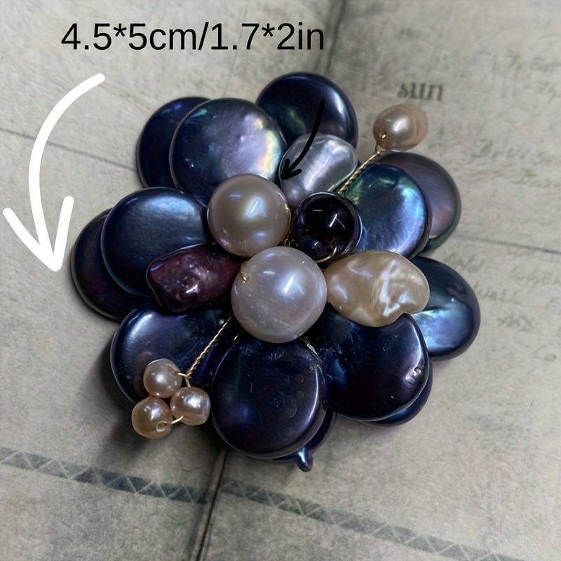 Freshwater Biwa and Baroque Pearl Floral Brooch Vintage Boho Wedding Gift Jewelry