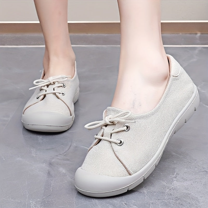 Women's Canvas Shoes Casual Round Toe Breathable Lightweight Black