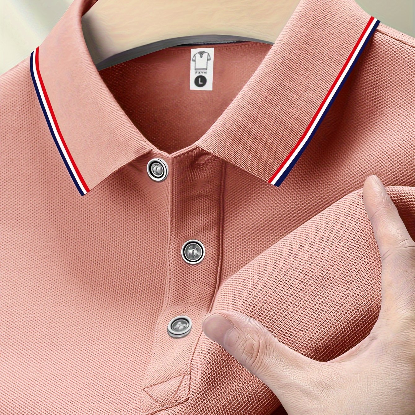 Camisa de manga corta a rayas para hombre con solapa para actividades al aire libre en verano de poliéster