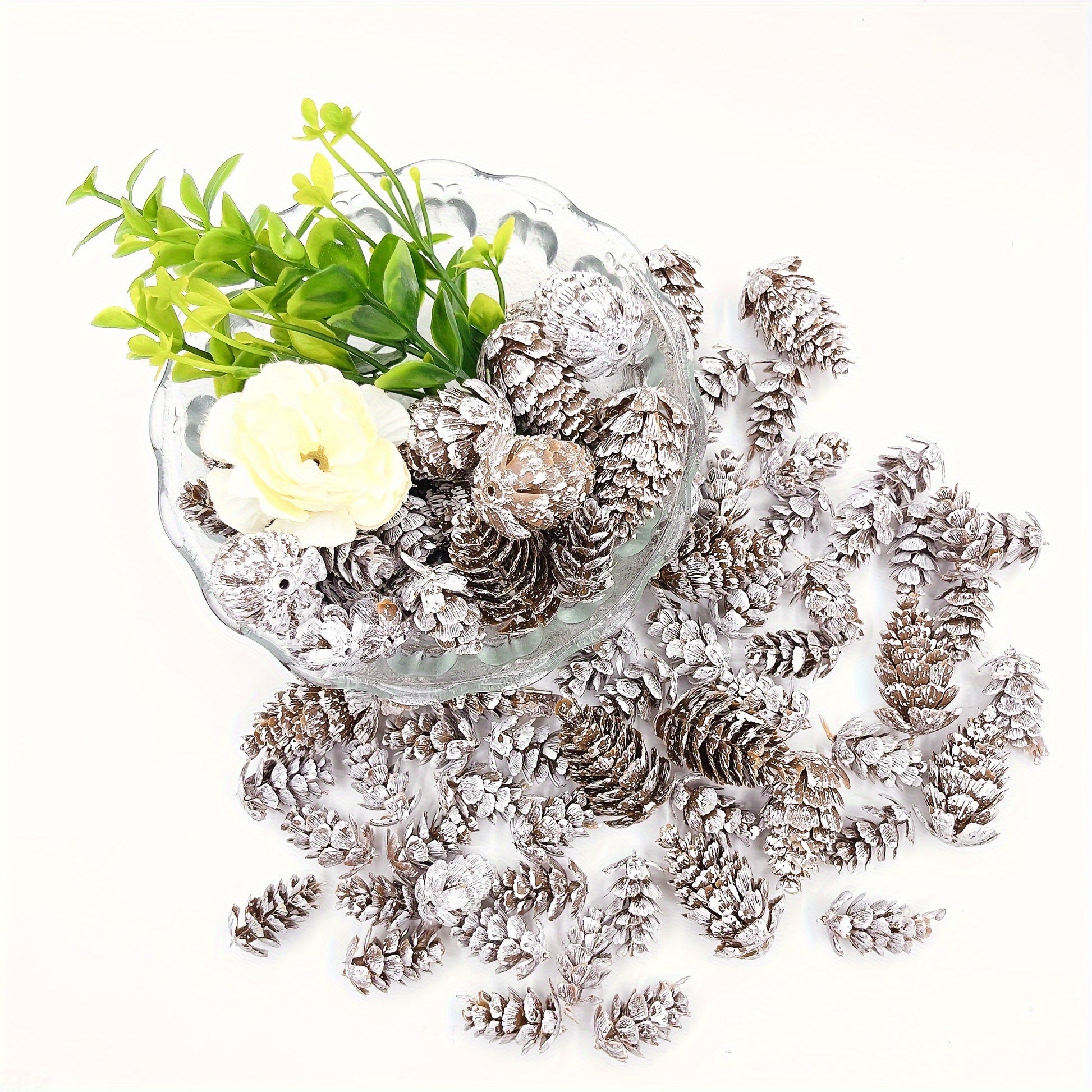 Artificial Snow Pinecones for Christmas Decor 30/50pcs Plastic Winter Ornaments