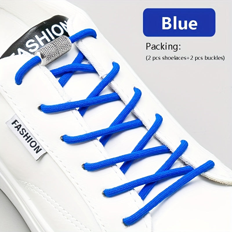 Unisex Elastic No-Tie Shoelaces Round Tapered Durable Acetate Cord