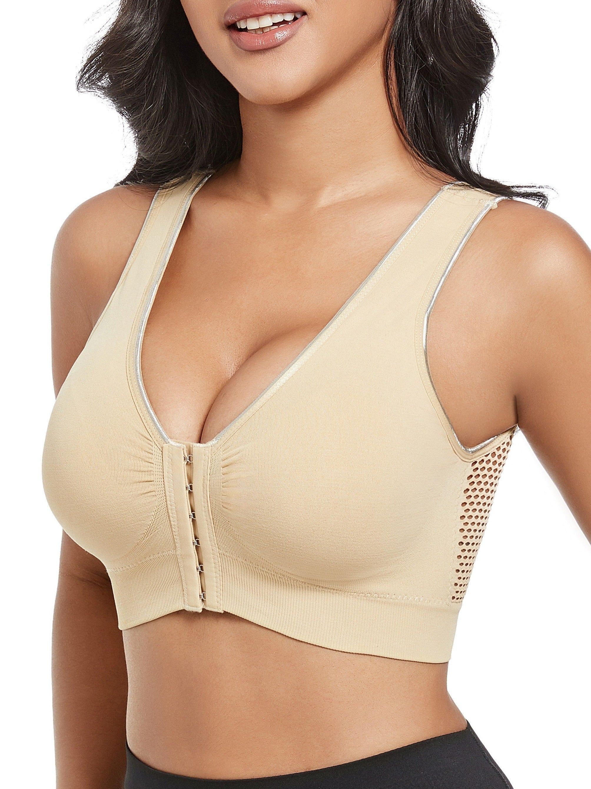 Women's Breathable Mesh Wireless Sports Bras 3-Pack Low Support Yoga Crop Tops