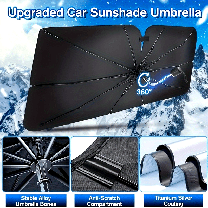 Universal Car Sunshade Foldable Rotating Windshield Sun Protection Black