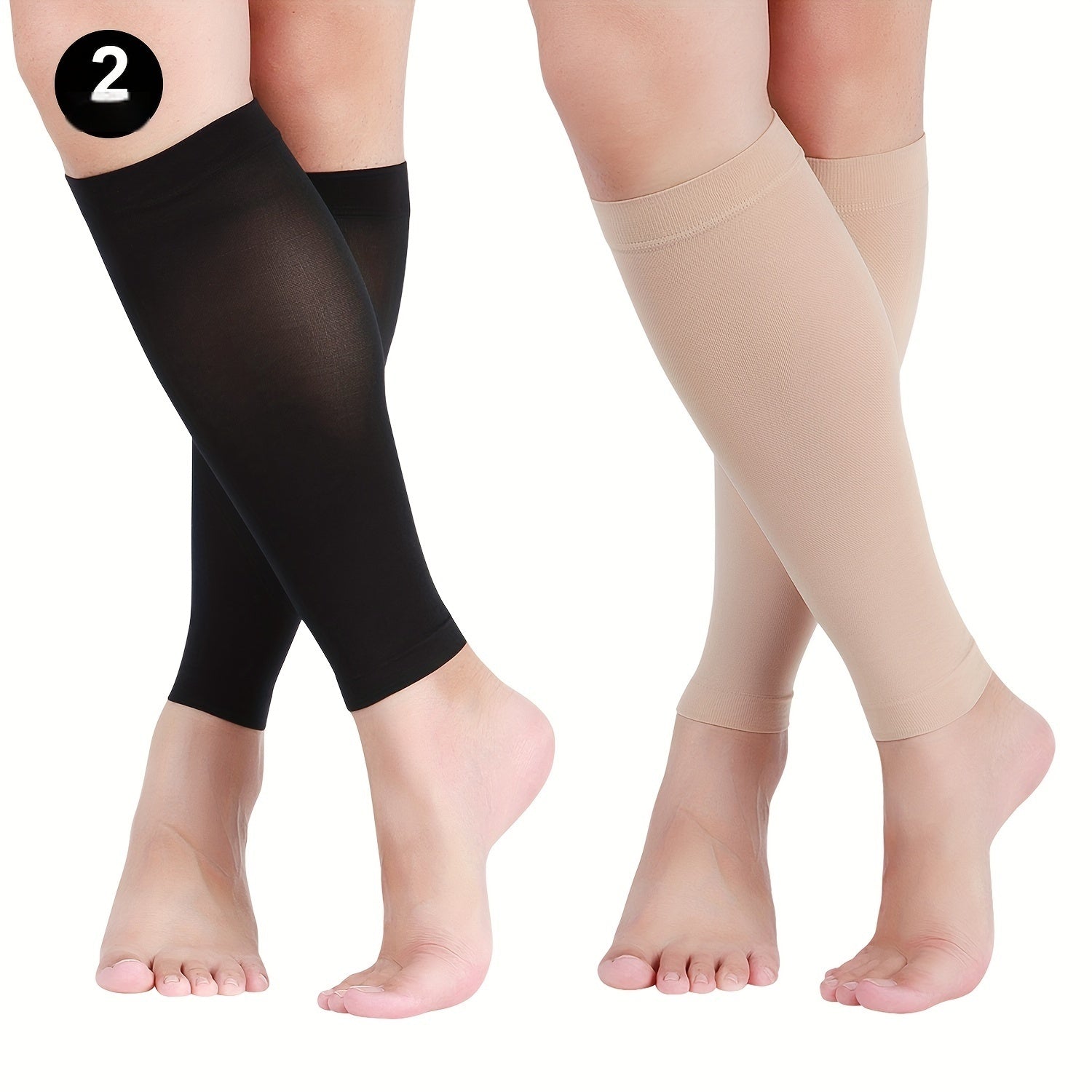 Unisex Nylon Spandex Leg Compression Sleeves 20-30mmHg Breathable Non-Slip