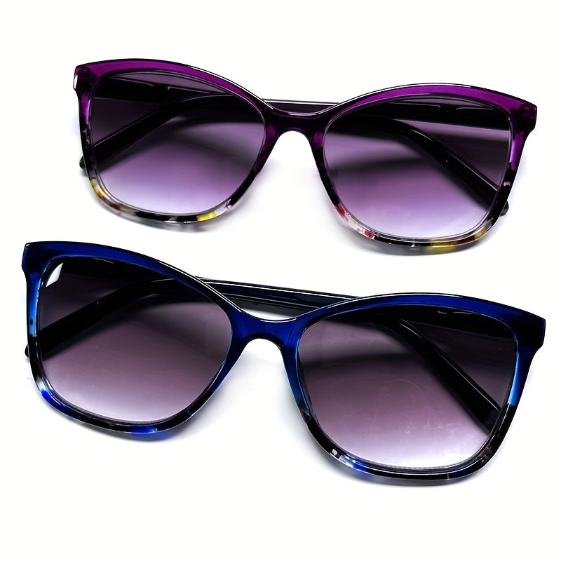 Oversized Cat Eye Reading Glasses for Women and Men Gray Tea Presbyopia Correction +1.0 to +4.0