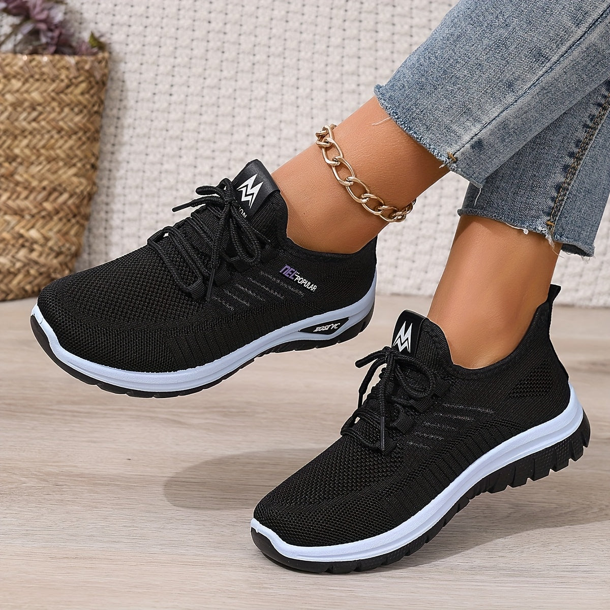 Women's White Plus Size Casual Sneakers Breathable Fabric Comfort Lace-Up