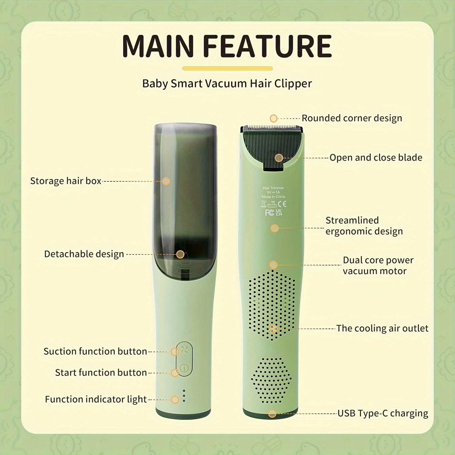Kids Hair Clipper Set for Toddlers and Children Wireless Rechargeable Quiet Trimmer with Guide Combs