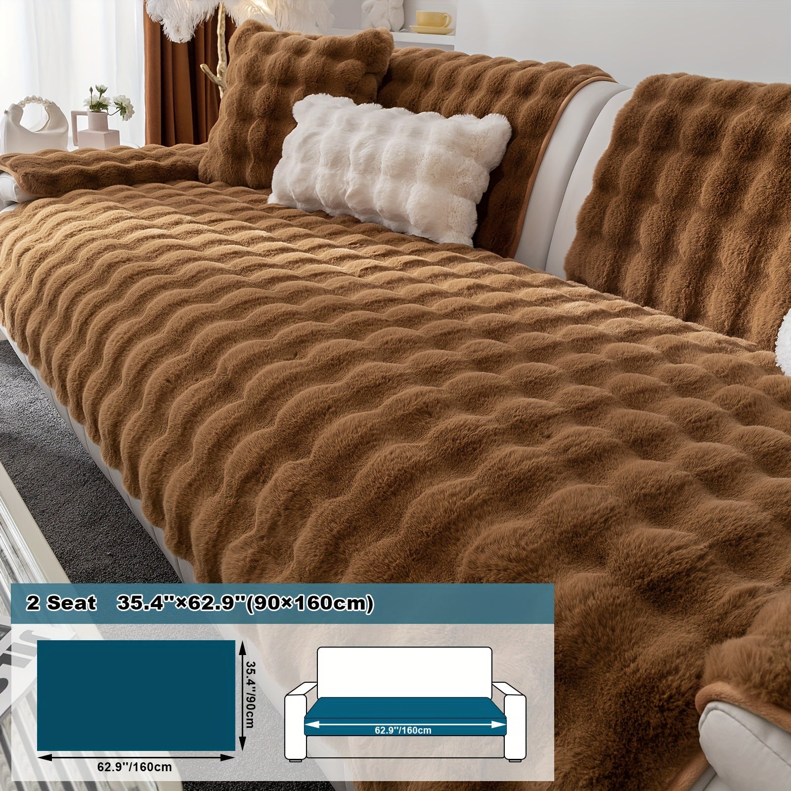 Имитация кролика плюшевая подушка-диван для домашних животных, дружелюбная к собакам с нескользящим чехлом для защиты мебели и декора в спальне, офисе или гостиной.