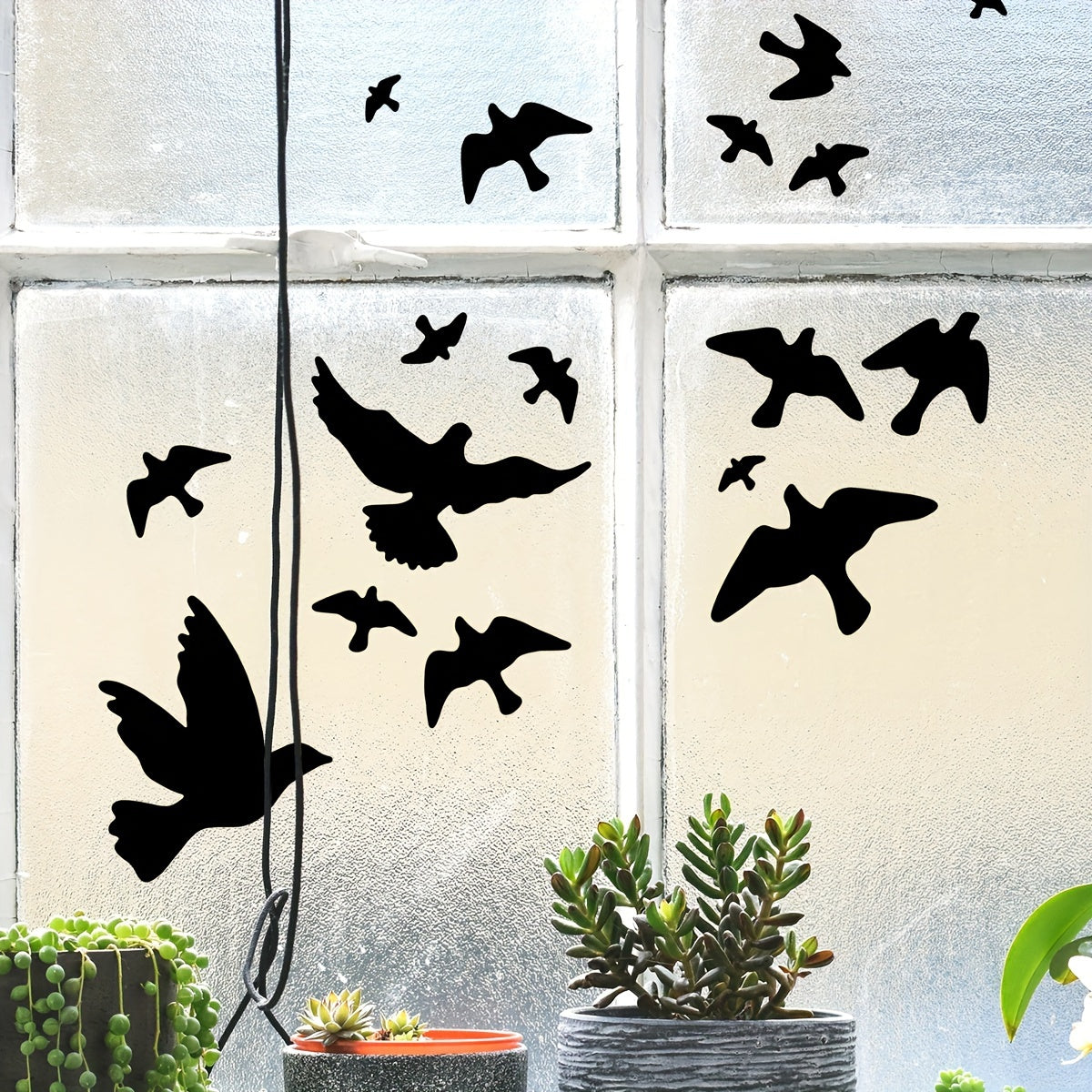 Black Bird Wall Decal PVC Window Cling Modern Animal Print Decor