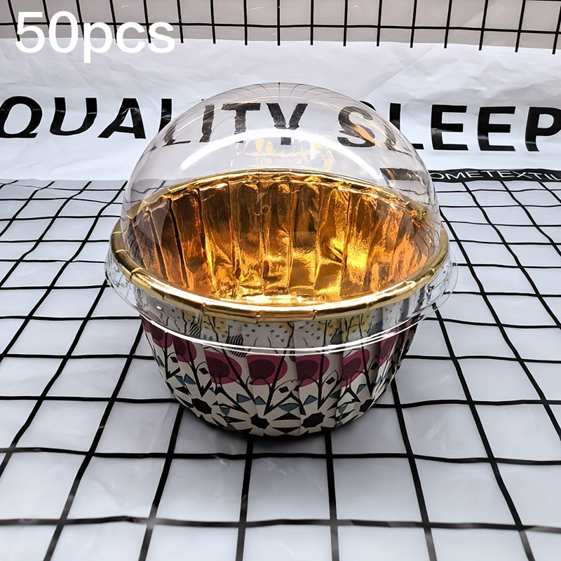 Set of 50 Disposable Paper Baking Cups, Assorted Holiday Themes, Heat-Resistant, Round Cupcake Liners