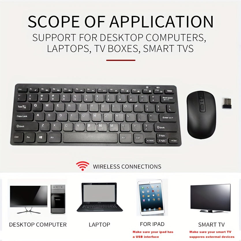 Ergonomic Wireless Keyboard and Mouse Set 2.4GHz Optical Slim ABS Battery-Free for PC