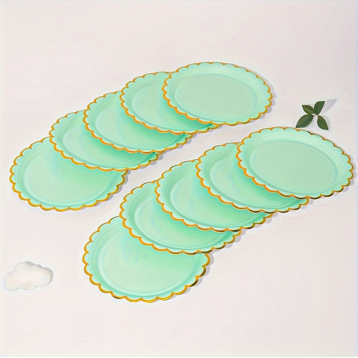 Juego de vajilla de encaje multicolor con detalles dorados para fiestas y celebraciones