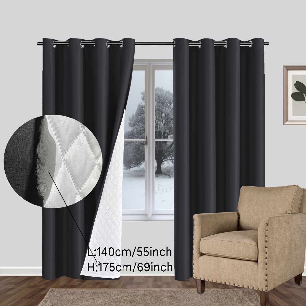 Thickened Soundproof Windproof Curtain Panels for Modern Home Door or Room Divider